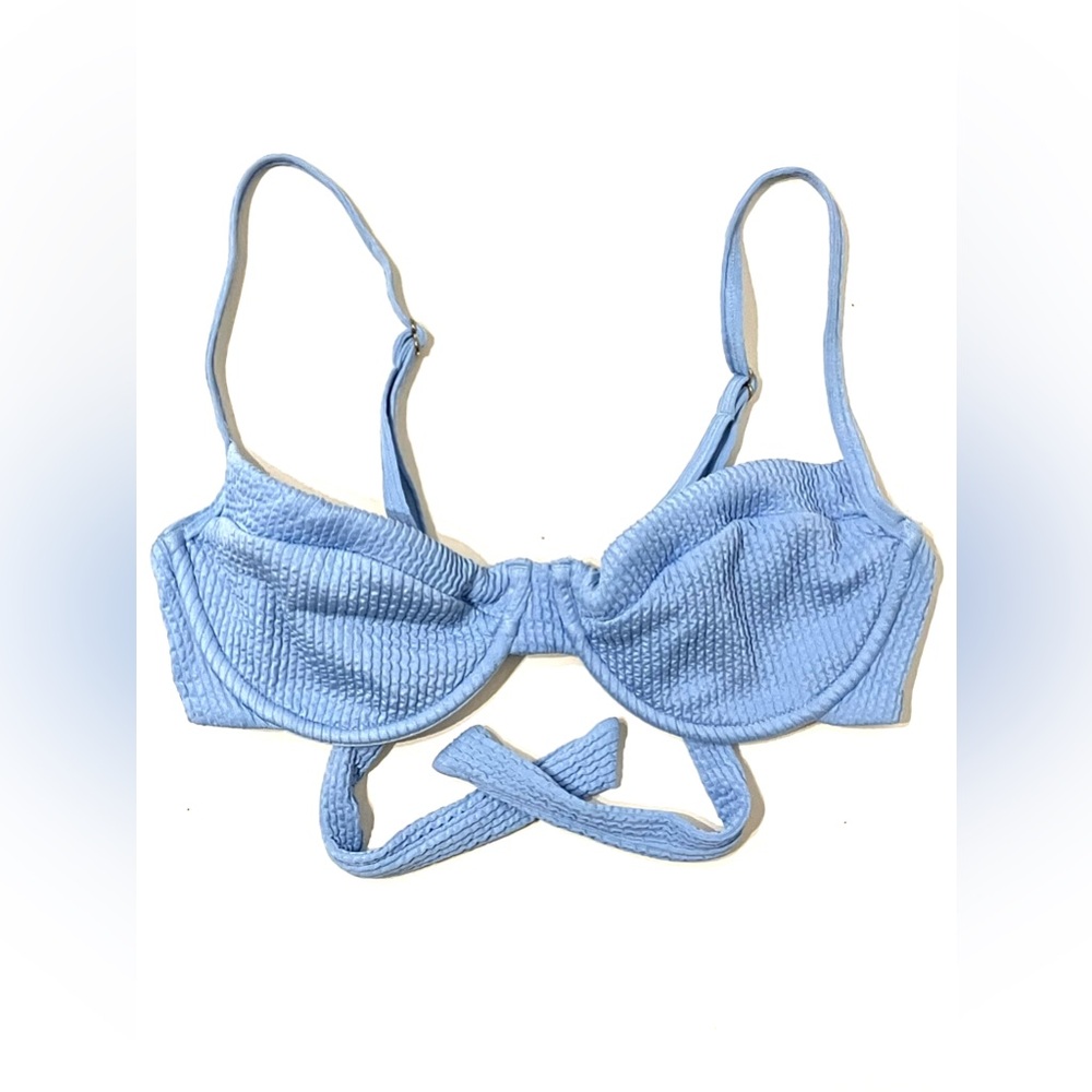 Monday Swimwear Capri Bikini Top Azure Blue Crinkle M